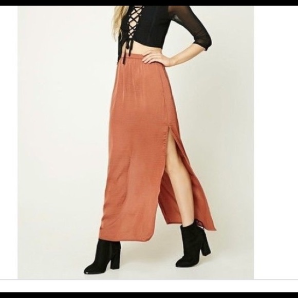 rust maxi skirt